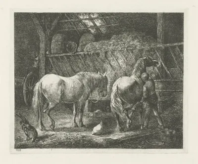 Stalinterieur met twee paarden