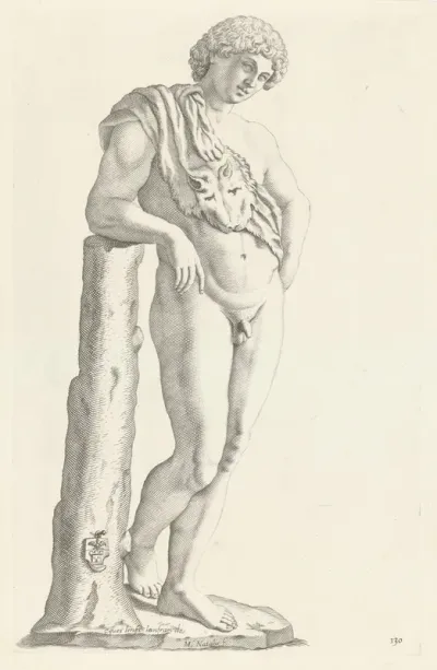 Standbeeld van Bacchus met panterhuid