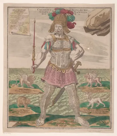 Standbeeld van Daniël met tijdlijn van monarchieën