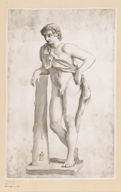 Standbeeld van een jonge naakte faun