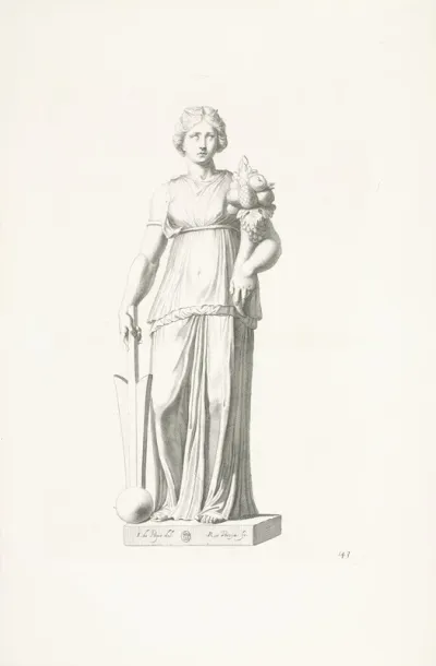 Standbeeld van een vrouw met een hoorn des overvloeds