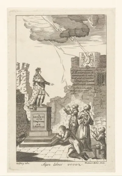 Standbeeld van Lodewijk XVI op de plaats der Bastille, ca. 1789