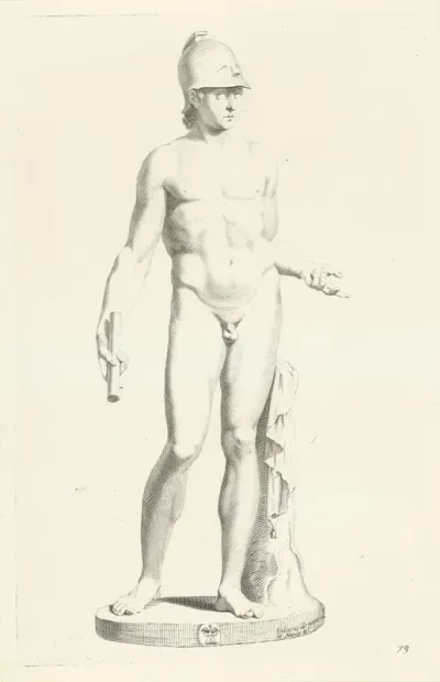 Standbeeld van Mercurius met helm