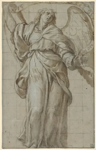 Standing Angel Holding a Scroll
