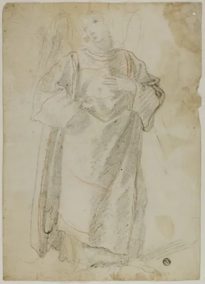 Standing Angel (recto); Study of Face and Drapery (verso)