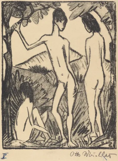 Standing Boy and Two Girls (second version)  (Stehender Knabe und zwei Mädchen 2 )