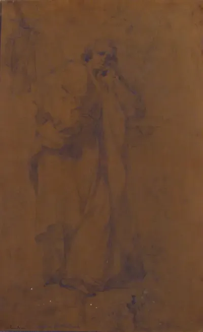 Standing Draped Male Figure, His Left Arm Resting on a Pillar
