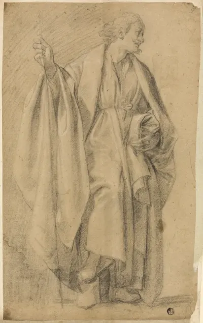 Standing Draped Male Figure, Holding Staff