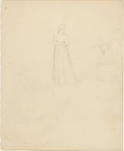 Standing Female Figure Looking at Reclining and Seated Figures