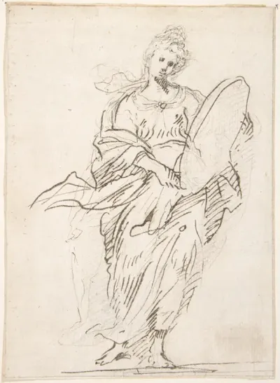Standing Female Figure with Large Medallion