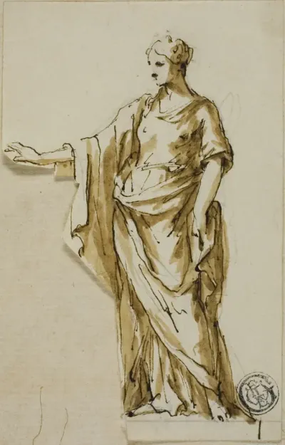 Standing Female Figure with Right Arm Raised