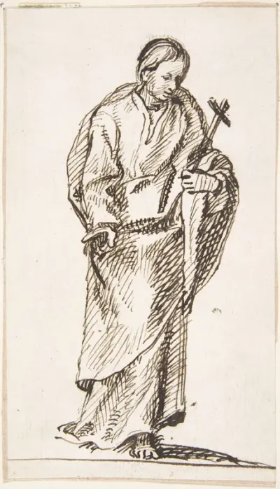 Standing Figure Holding Cross