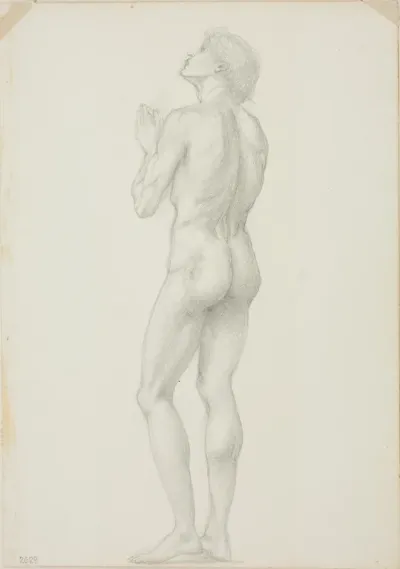 Standing Male Nude with Hands Clasped in Prayer