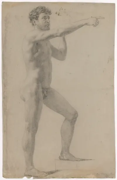 Standing Male Nude with Raised Right Arm