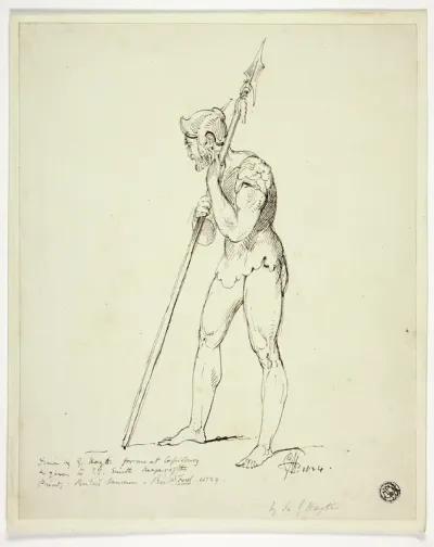 Standing Man in Armour Holding Lance