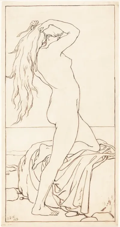 Standing Nude Binding Her Hair