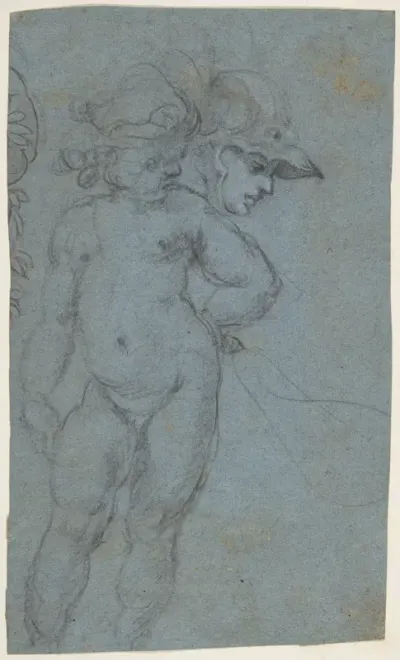 Standing Nude Putto and Study of a Helmeted Head