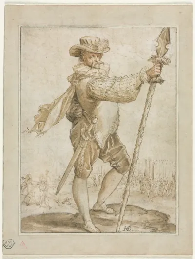 Standing Officer Holding a Boar's Spear