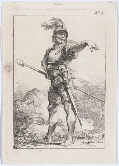 Standing Officer Holding a Lance