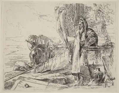 Standing Philosopher and Two Other Figures