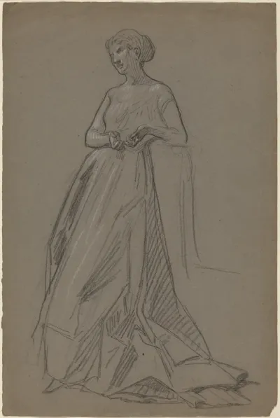 Standing Woman Leaning on Her Elbow