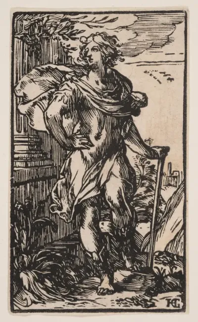 Standing Young Man with a Cane