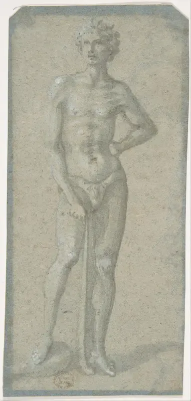 Standing Youth Holding a Club (recto); Temptation of Adam and Eve (verso)