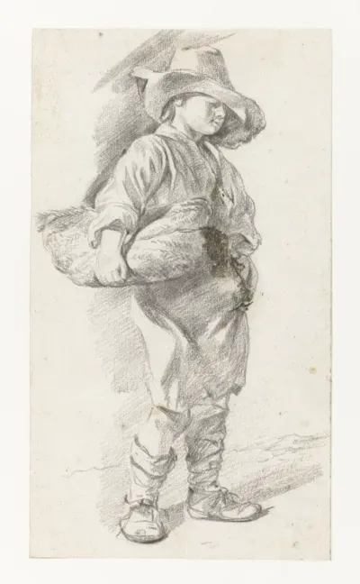 Standing Youth in a Large Hat, with a Basket under his Arm