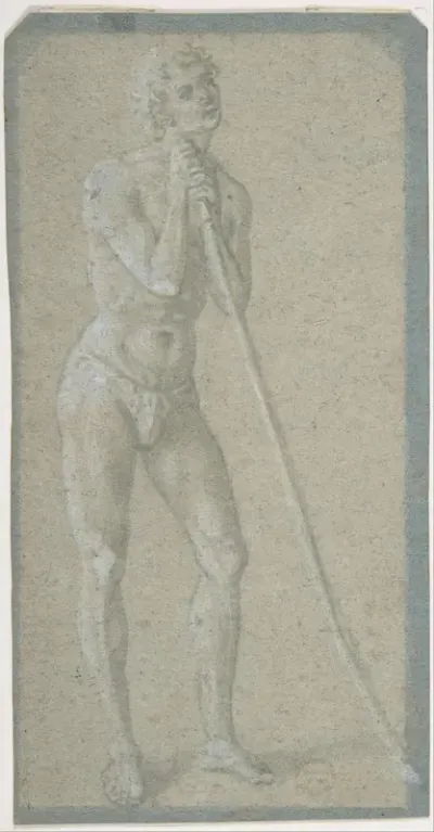 Standing Youth Leaning on a Long Staff (recto); Seated Man (verso)