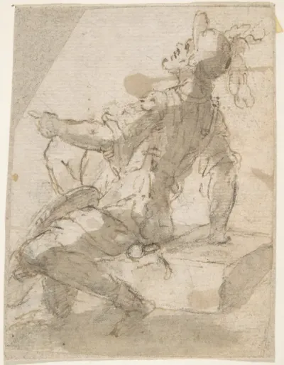 Startled Figure of a Soldier Seated on a Block