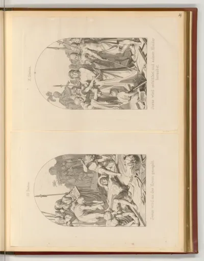 Stationen des Kreuzweges Jesu: Jesus wird seiner Kleider beraubt (X. Station), Jesus wird ans Kreuz genagelt (XI. Station)