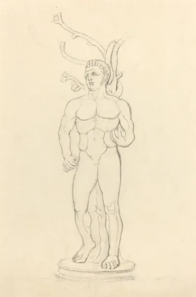Statue of a Male Nude before a Tree