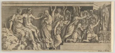 Statue of Niobe and her Worshippers, with Apollo and Diana and other Figures, after Polidoro da Caravaggio