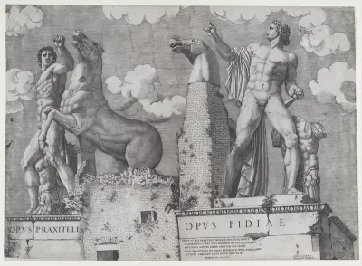 Statues of the Dioscuri at the Quirinal, Rome, from "Speculum Romanae Magnificentiae"