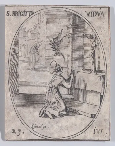 Ste. Brigitte de Suède, veuve (St. Bridget of Sweden, Widow), July 23rd, from "Les Images De Tous Les Saincts et Saintes de L'Année" (Images of All of the Saints and Religious Events of the Year)