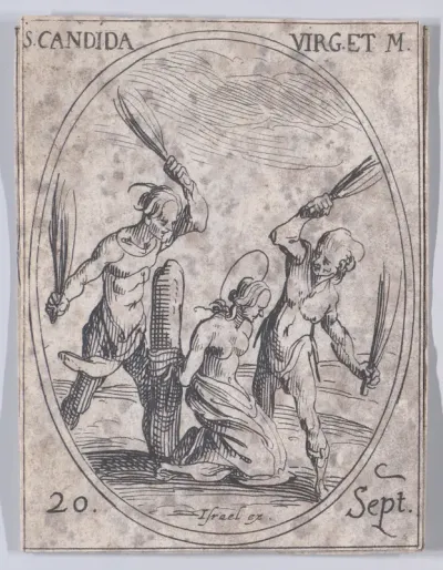 Ste. Candide, vierge et martyre (St. Candida, Virgin and Martyr), September 20th, from "Les Images De Tous Les Saincts et Saintes de L'Année" (Images of All of the Saints and Religious Events of the Year)