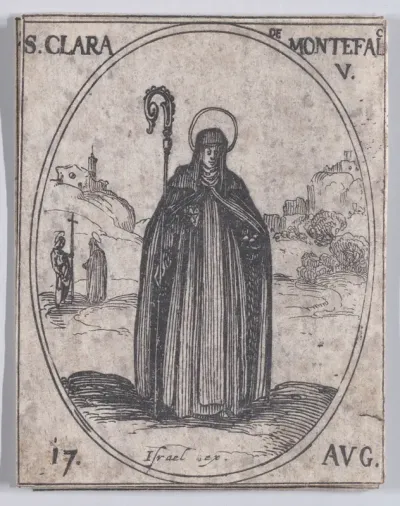 Ste. Claire de Monte-Falco, vierge (St. Clare of Montefalco, Virgin), August 17th, from "Les Images De Tous Les Saincts et Saintes de L'Année" (Images of All of the Saints and Religious Events of the Year)