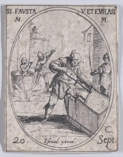 Ste. Fauste et S. Evilase (St. Fausta and St. Evilasius), September 20th, from "Les Images De Tous Les Saincts et Saintes de L'Année" (Images of All of the Saints and Religious Events of the Year)