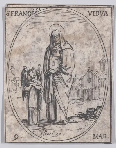 Ste. Francoise, veuve (St. Frances of Rome, Widow), March 9th, from "Les Images De Tous Les Saincts et Saintes de L'Année" (Images of All of the Saints and Religious Events of the Year)