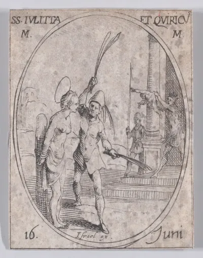Ste. Juliette et S. Quirie, martyres (St. Julietta and St. Quiricus, Martyrs), June 16th, from "Les Images De Tous Les Saincts et Saintes de L'Année" (Images of All of the Saints and Religious Events of the Year)