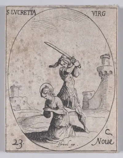 Ste. Lucrèce, vierge (St. Lucretia, Virgin), November 23rd, from "Les Images De Tous Les Saincts et Saintes de L'Année" (Images of All of the Saints and Religious Events of the Year)