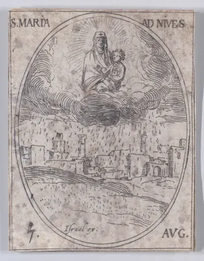 Ste. Marie des Neiges (Our Lady of the Snow), August 5th, from "Les Images De Tous Les Saincts et Saintes de L'Année" (Images of All of the Saints and Religious Events of the Year)