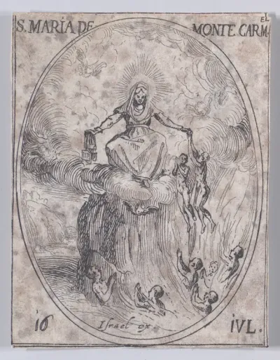 Ste. Marie du Mont Carmel (Feast of Virgin Mary of Mount Carmel), July 16th, from "Les Images De Tous Les Saincts et Saintes de L'Année" (Images of All of the Saints and Religious Events of the Year)