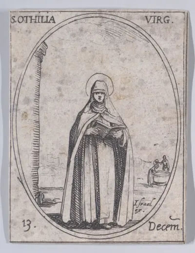 Ste. Othilie, vierge (St. Odilia, Virgin), December 13th, from "Les Images De Tous Les Saincts et Saintes de L'Année" (Images of All of the Saints and Religious Events of the Year)