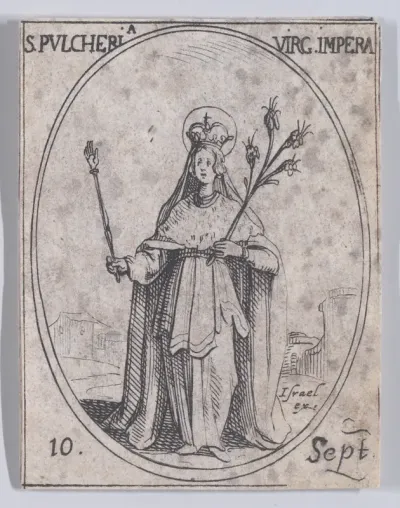 Ste. Pulchérie, impératrice et vierge (St. Pulcheria, Empress and Virgin), September 10th, from "Les Images De Tous Les Saincts et Saintes de L'Année" (Images of All of the Saints and Religious Events of the Year)