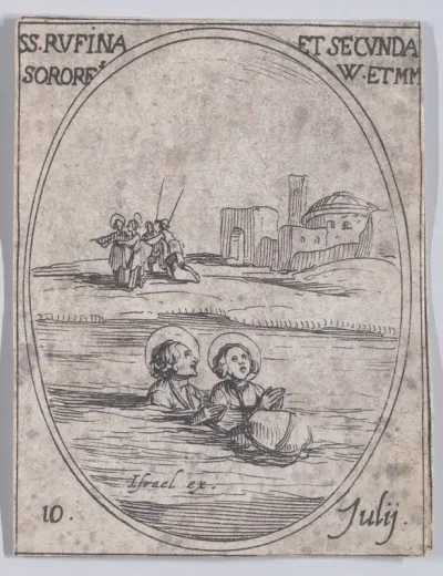 Ste. Rufine e Ste. Seconde, soeurs (St. Rufina and St. Seconda, Sisters), July 10th, from "Les Images De Tous Les Saincts et Saintes de L'Année" (Images of All of the Saints and Religious Events of the Year)