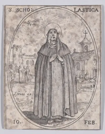 Ste. Scholastique (St. Scholastica), February 10th, from "Les Images De Tous Les Saincts et Saintes de L'Année" (Images of All of the Saints and Religious Events of the Year)
