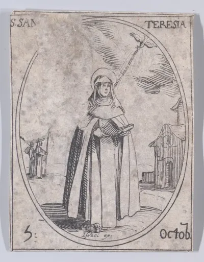 Ste. Thérèse (St. Teresa of Avila), October 5th, from "Les Images De Tous Les Saincts et Saintes de L'Année" (Images of All of the Saints and Religious Events of the Year)