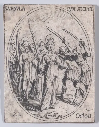 Ste. Ursule et Ses Compagnes (St. Ursula and Her Companions), October 21st, from "Les Images De Tous Les Saincts et Saintes de L'Année" (Images of All of the Saints and Religious Events of the Year)