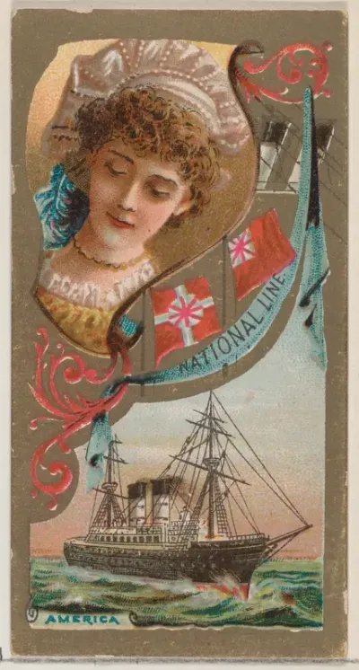 Steamship America, National Line, from the Ocean and River Steamers series (N83) for Duke brand cigarettes